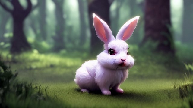 a cute little rabbit in a forest