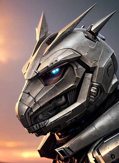portrait of an armored futuristic animal, award winning perfect image, few details