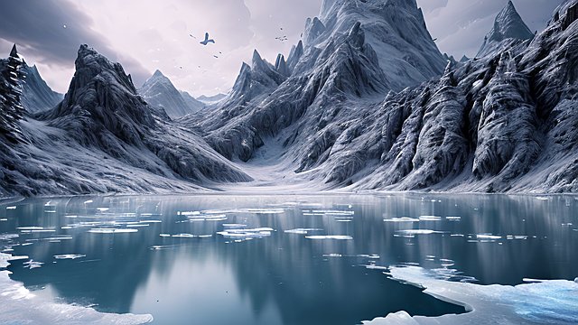 breathtaking 4k uhd photo of ice lake  intricate realistic details
