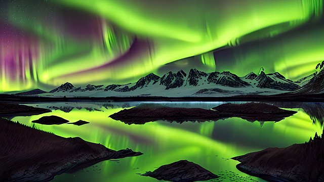award winning photo of a lake with northern lights  intricate realistic details  amazing clouds