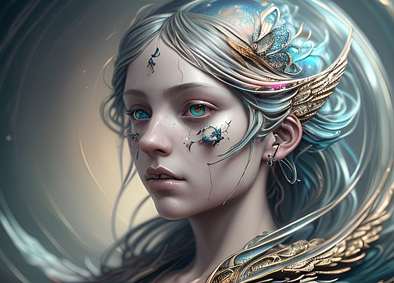 portrait, detailed angelarium, intricate details, award winning colorful painting