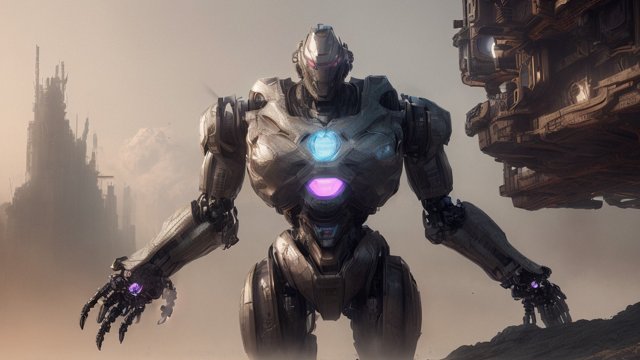 breathtaking photo of a gigantic robot, intricate realistic details