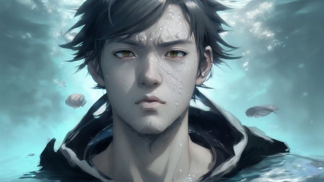 breathtaking portrait anime boy underwater  portrait  anime