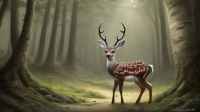 award winning mesmerizing photo of a cute new original small deer in a forest