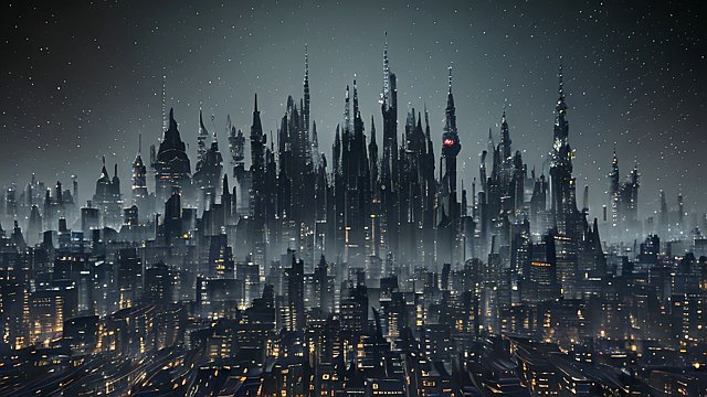 award winning dark cryptic deep breathtaking gaussian euler scatter photo of a city, high contrast, intricate realistic details