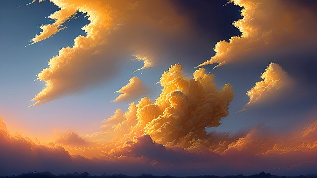 award winning mesmerizing photo of yellow, intricate realistic details, amazing clouds