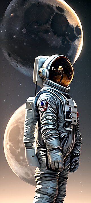 Moon and astronut