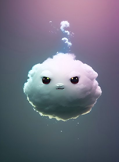 a cute little cloud with two eyes