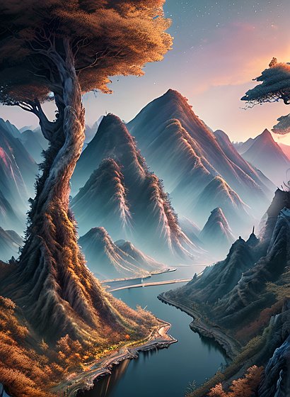 hyperdetailed beautiful landscape  china