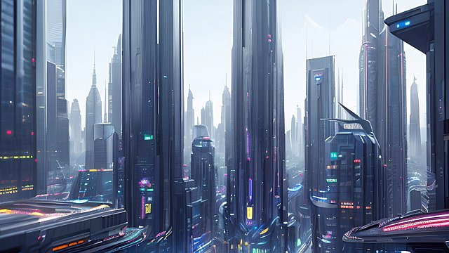 Futuristic downtown area - high-resolution, ultra-detailed, hyper-realistic, photorealism 