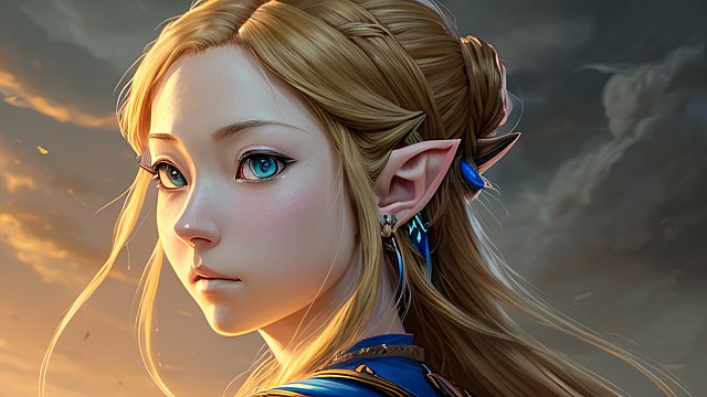 breathtaking portrait of zelda, high quality anime drawing
