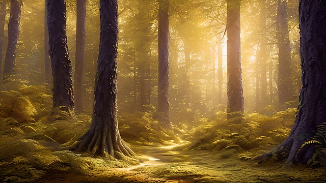 award winning ultradetailed ultramesmerizing photo of a forest  intricate ultrarealistic details  yellow shades  light scattering