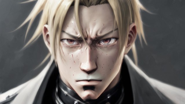 breathtaking portrait of an anime male full metal alchemist character  sad face  high quality anime drawing