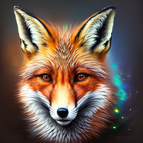 portrait of a fox  colorful  intricate details