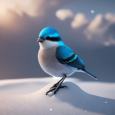 a beautiful little bird in the snow  beautiful landscape  clouds  award winning shot