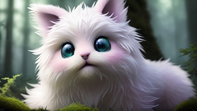 award winning mesmerizing photo of a cute fluffy creature in a forest