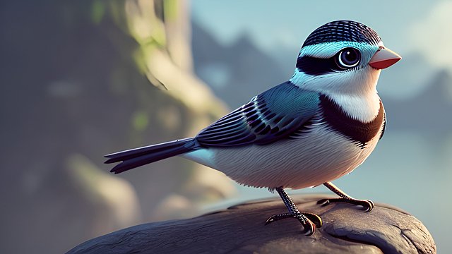 a cute little bird  intricate details  amazing landscape background
