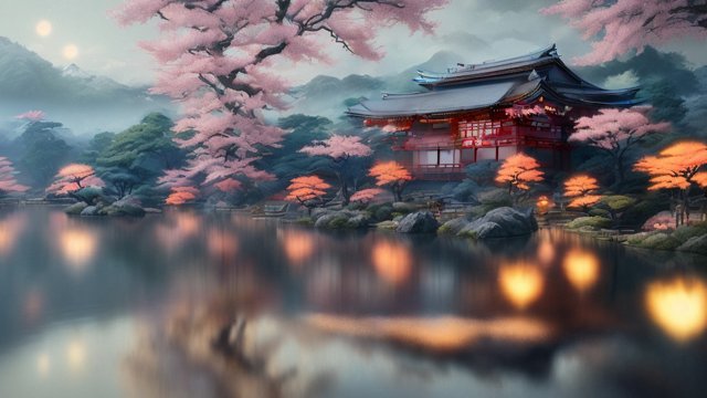 hyperdetailed beautiful landscape  japan