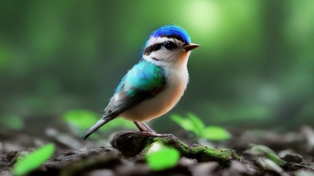 breathtaking photo of a mesmerizing small bird in a forest  intricate realistic details