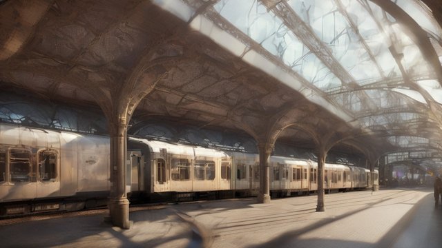 award winning shot on a train station in french countryside - high-resolution  ultra-detailed  3D  hyper-realistic  photorealistic