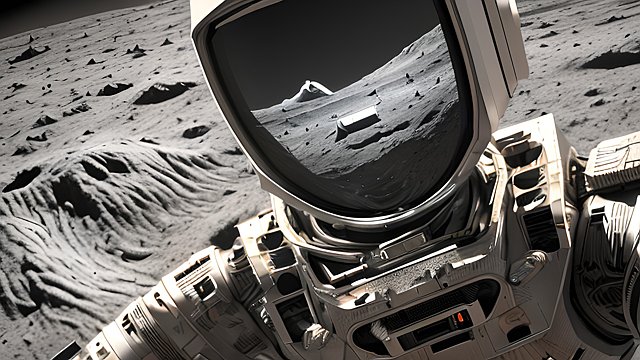 breathtaking 4k uhd selfie of a robot on the moon  intricate realistic details