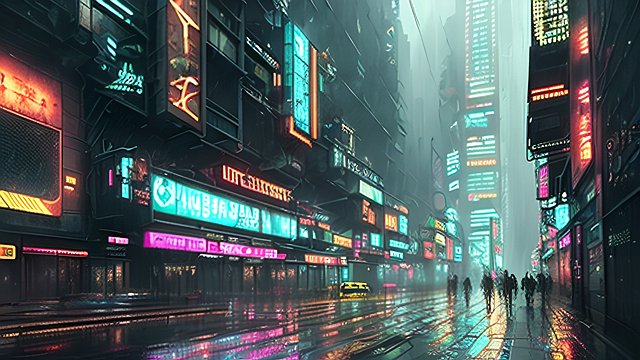 wallpaper of a cyberpunk city under rain, intricate realistic details, breathtaking cinematic atmosphere, dark contrast