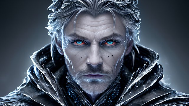 award winning photo portrait of a dark ice sorcerer in ice  intricate realistic details