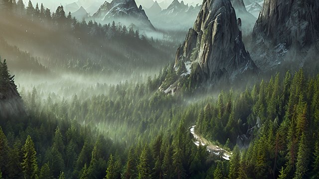 4k breathtaking photo of mountain forests  intricate realistic details