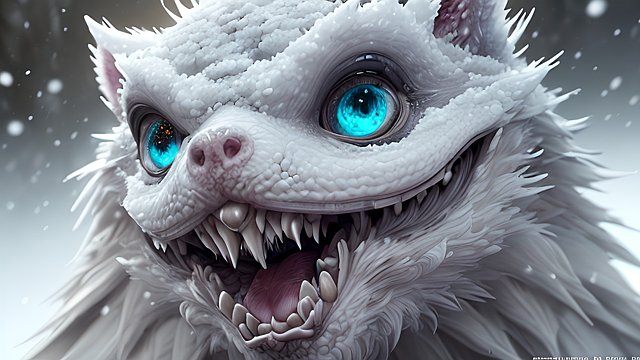 a whimsical magical creature in snow