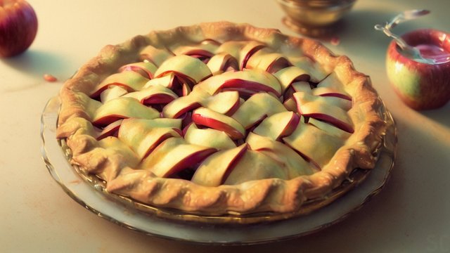 breathtaking painting of an apple pie, intricate details