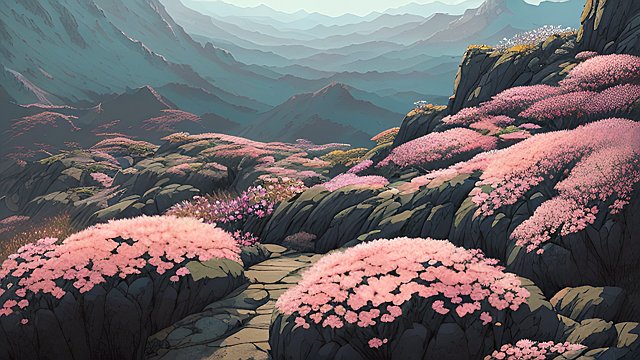 flowers on a rocky mountain slope