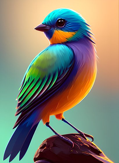 little bird colorful  artwork  intricate details  landscape