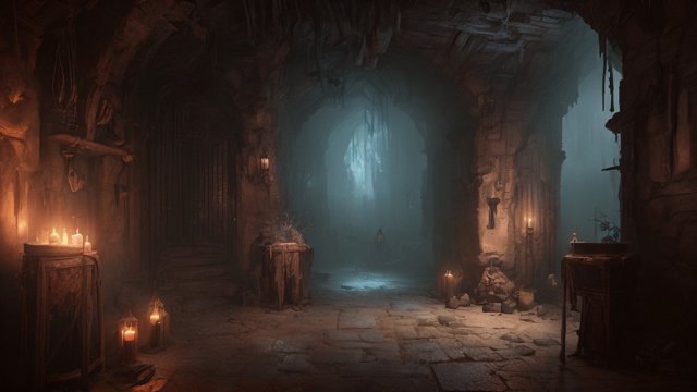 breathtaking painting of a dark dungeon  intricate realistic details