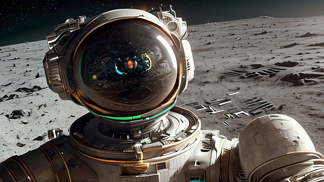 breathtaking 4k uhd selfie of a robot on the moon  intricate realistic details