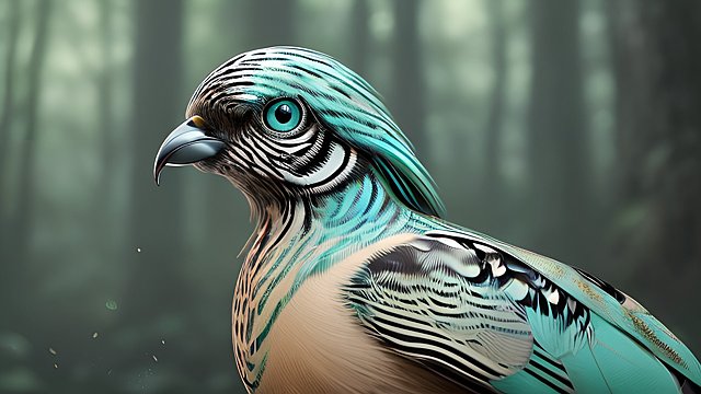 mesmerizing award winning portrait of a breathtaking bird in a forest  absolute masterpiece  intricate details  ultradetailed background