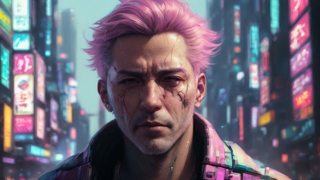 breathtaking portrait of a man in a cyberpunk tokyo