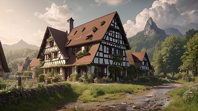 the german countryside  intricate realistic details
