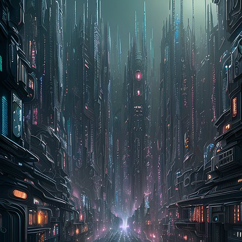 award winning dark futuristic city  intricate details  dark shade