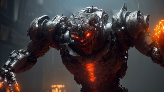 breathtaking photo of a robotic demon  intricate details