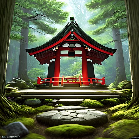 little shrine in a forest  japan