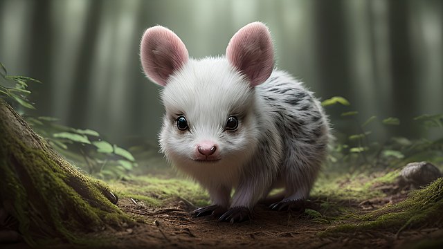 award winning mesmerizing photo of a cute new original animal in a forest