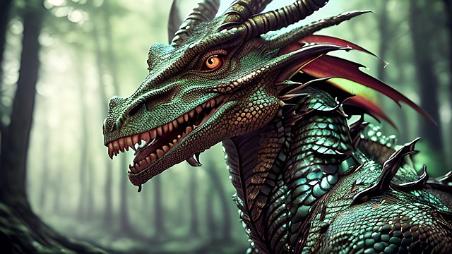award winning portrait of a dragon in a forest  intricate realistic details