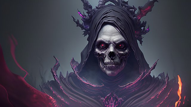 award winning epic painting of a dark necromancer