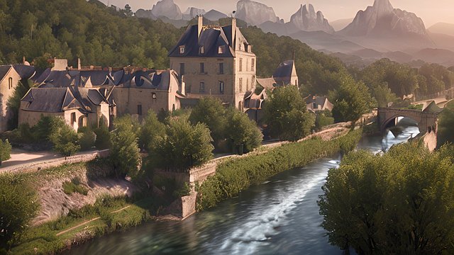 amazing shot of the french countryside - high-resolution, ultra-detailed, 3D, hyper-realistic, photorealistic