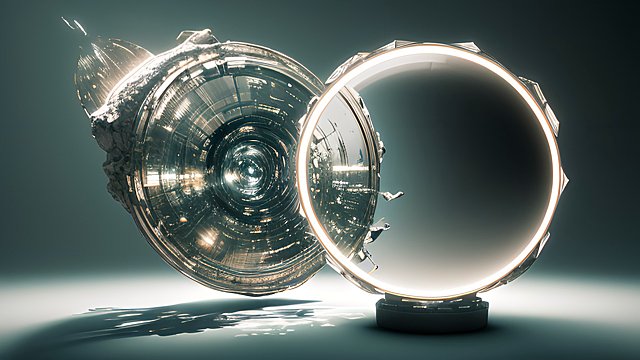 breathtaking 4k photo of clear and bright mirror  crater pattern crafts with light  a dance in the night  intricate realistic details