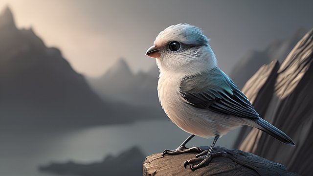 breathtaking picture of a cute little bird  intricate details  amazing landscape background