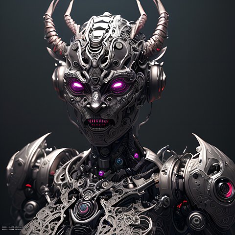 robotic demon  intricate details  portrait
