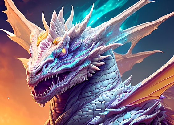 ethereal draconic face of a white dragon  beautiful colorful  intricate details  dark background  award winning colorful painting