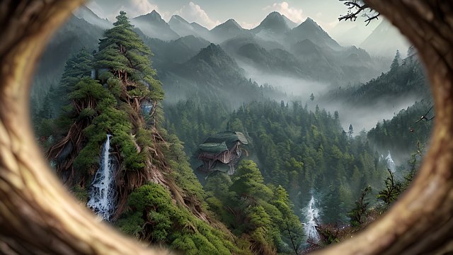 breathtaking amazing 4k uhd detailed fascinating photo  forest mountain  intricate realistic details