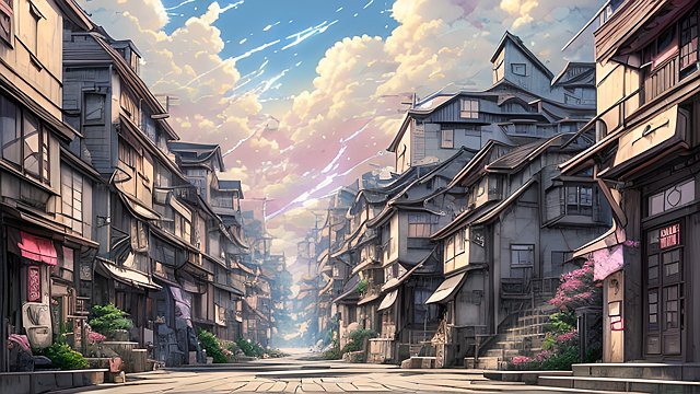 breathtaking anime painting of a street in an anime or manga style  manga